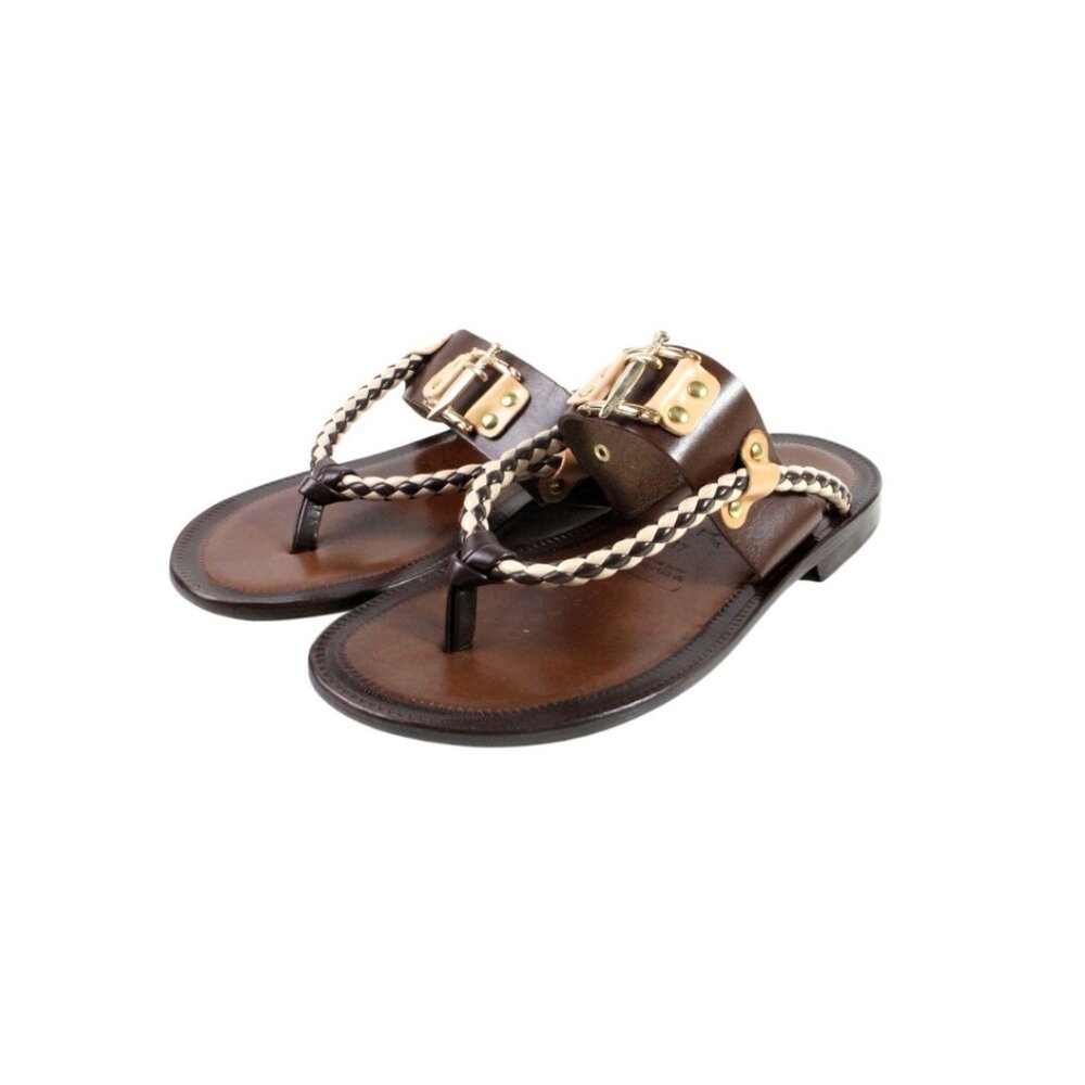Adan Brown Mens Italian Leather Sandals Shoes